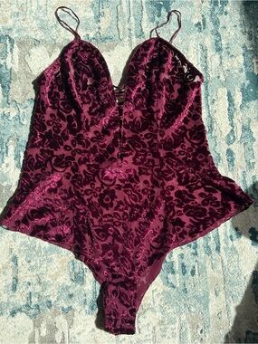 Vintage Victoria's Secret Burnout Velvet Teddy Playsuit